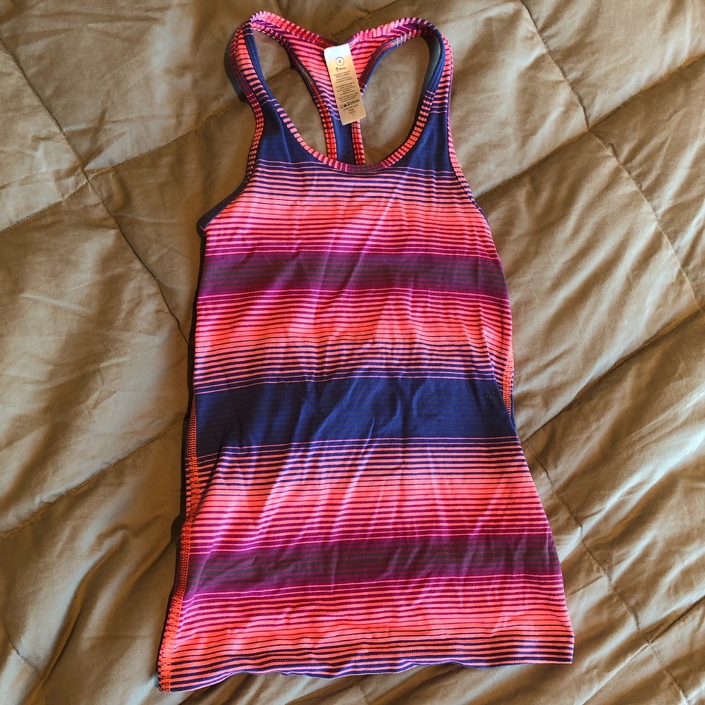 Ivivva tank Size 6 pink magenta blue stripes
